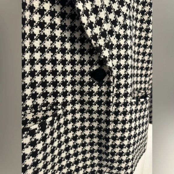 Vintage Houndstooth Blazer Size M Black White Single Breasted - Picture 4 of 10